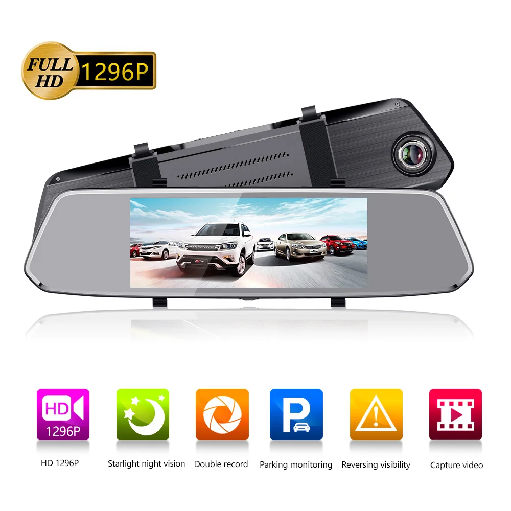 Видеорегистратор в зеркало заднего вида Podofo 7 дюймов FHD 1080P|dashcam dual|dashcam mirrordashcam wifi |