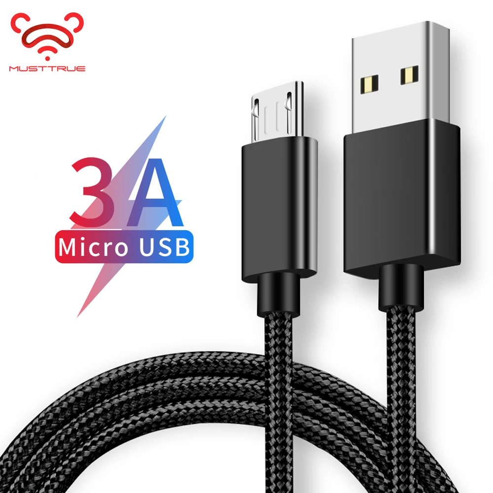 Micro USB кабель MUSTTRUE 3A Быстрый синхронизации данных и зарядки для Samsung Huawei Xiaomi LG Andriod