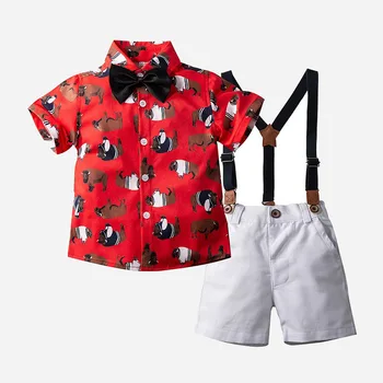 

'S Summer Wear Set 2020 New Style Korean-style CHILDREN'S Short-sleeved Clothes Cartoon Shirt Small CHILDREN'S Fashion Suspen