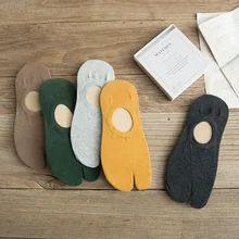 Two Finger Socks Summer Cotton Couple Tabi Socks Breathable Two Toe Socks Women Men Non-slip Invisible Low Cut Boat Socks