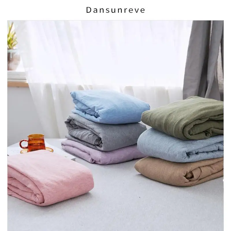 Dansunreve 100% трикотажный хлопок простыня 1 шт. чистый цвет белый/синий/серый один queen