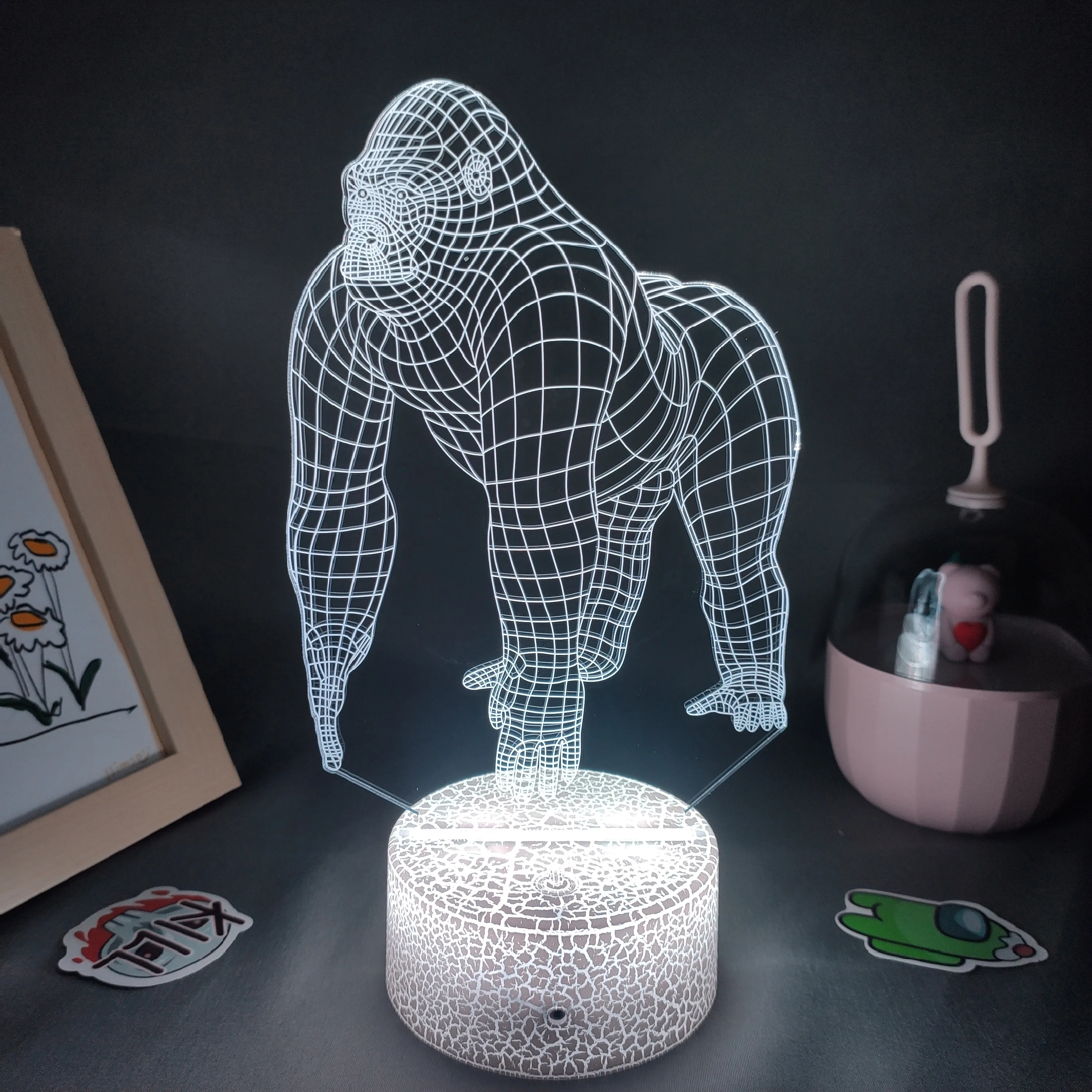 cool night lights American Movie Titan 3D Lamp RGB Led Night Lights Colorful Birthday Gifts For Friends Bedroom Bedside Table Decor Animal Gorilla mushroom night light