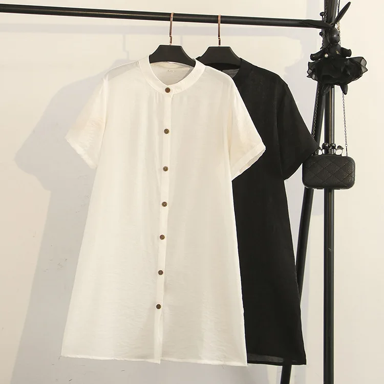 

Large Size Dress Summer New Style Fashion Set 200 of Fat Mm National Style Button Shirt + Elastic Waist Loose Pants