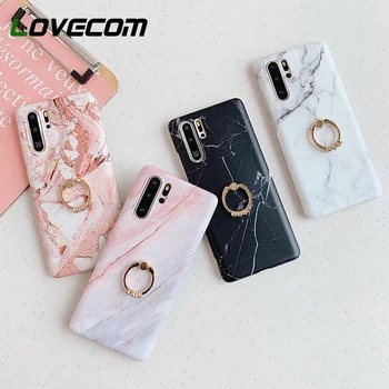 

LOVECOM Classical Marble Phone Case For Samsung Galaxy S20 S10 S9 Plus A51 A71 A50 Note 10 Soft IMD Back Cover With Finger Ring