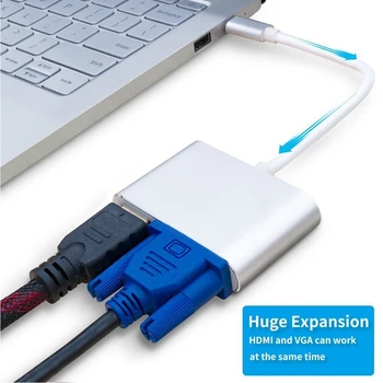 

Type-C To HDMI VGA Display Multifunction Data Transmission TV Support Video For PC Adapter Audio USB 3.1 4K Converter Terminal