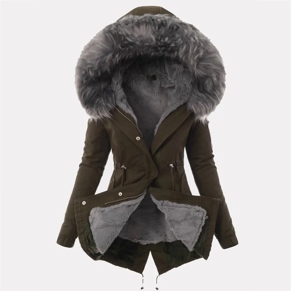 Thick Warm Winter Jacket Coat Women Slim Casual Faux Fur Hooded Parka Outwear Black Big Plus Size 3xl Down Female |