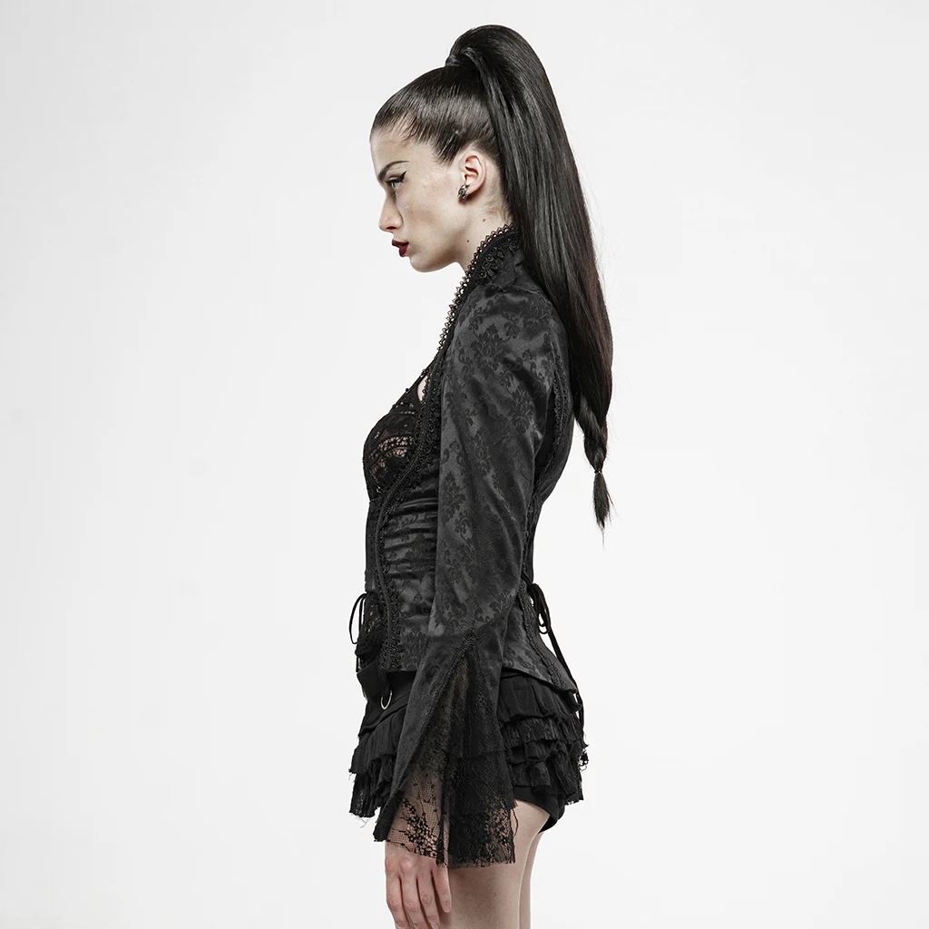 Панк Rave women's Goth стоячий воротник на шнуровке жаккард куртки WY-1145LDF