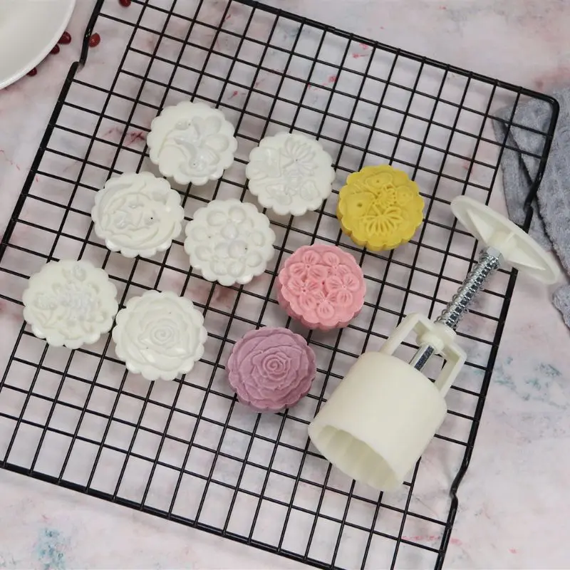 6 шт. Ручной пресс для печенья Печать Луна Торт Декор баррель Mooncake плесень 50 г кондитерские изделия DIY M68E