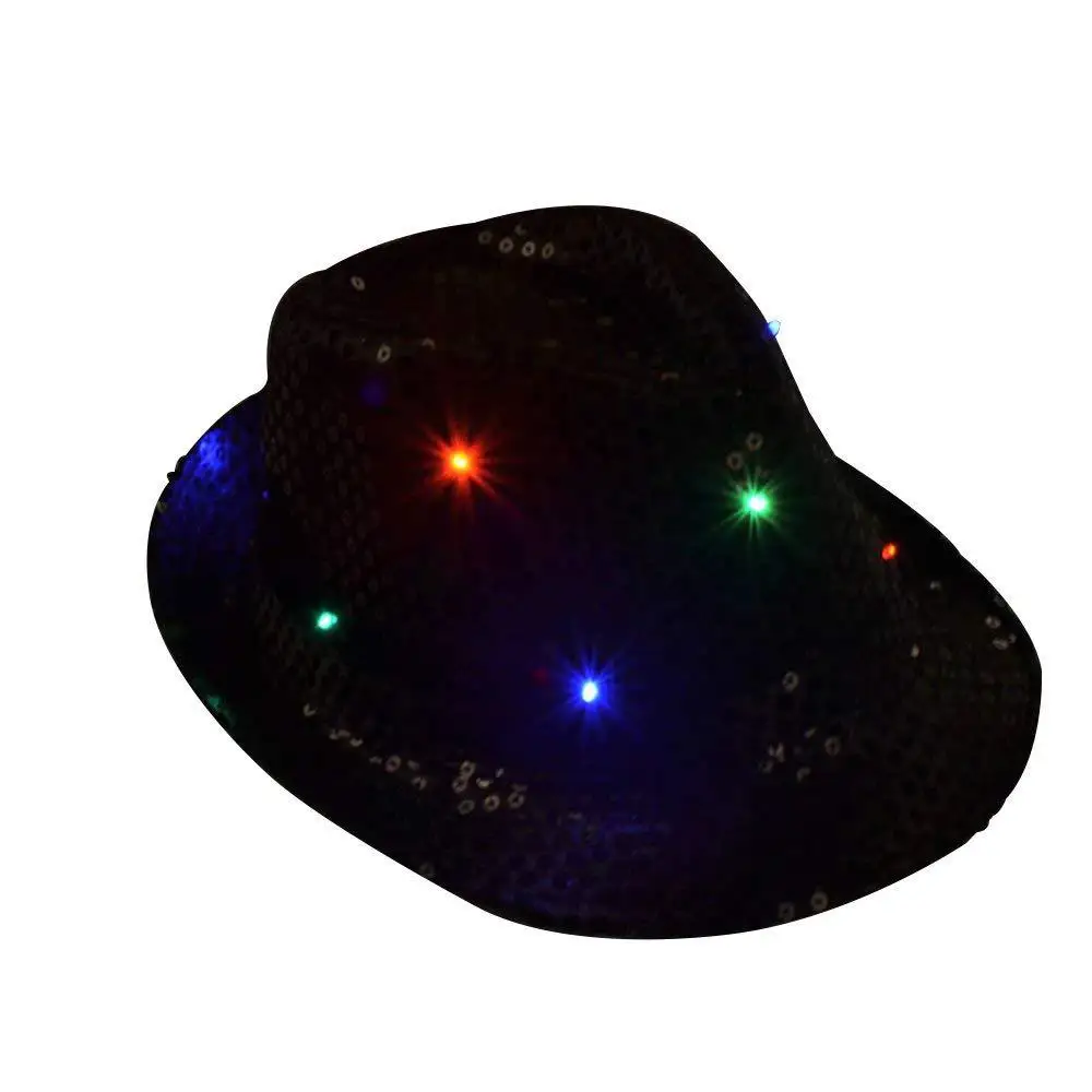 LED Colorful Shining Sequin Cowboy Hat Ball Dressing up Funny Bowler Hat Bar Nightclub Jazz Shining Hat