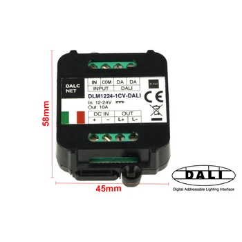

DALCNET DD9741 Dalcnet DLM1224-1CV-DALI Led Dimmer DALI Bus 12V 24V 10A push button switch N.O. 0/1-10V potentiometer