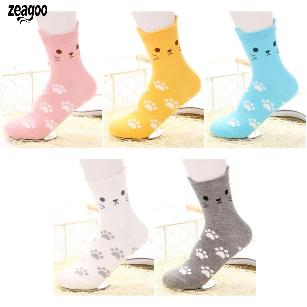 Повседневные Нескользящие дышащие удобные носки без пятки с рисунком кота для женщин и девочек