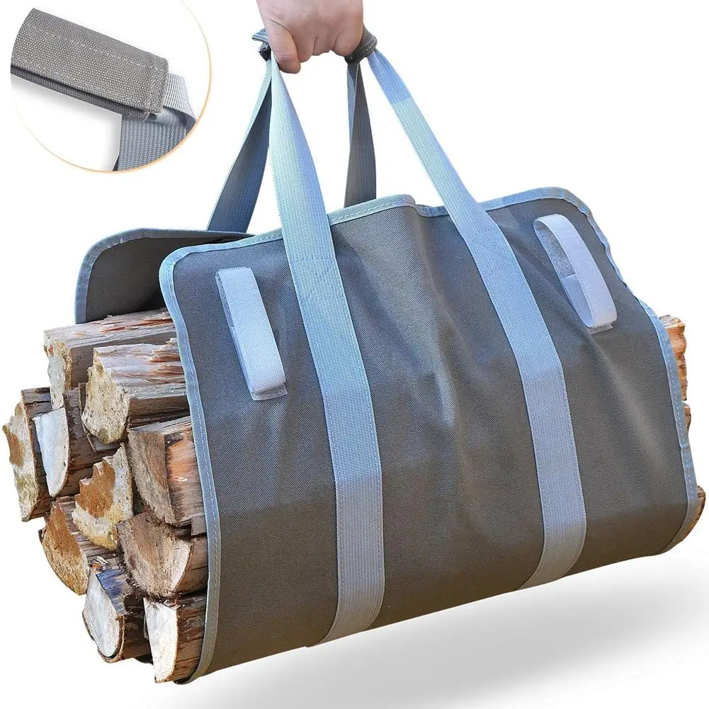 

Supersized Canvas Firewood Wood Carrier Bag Log And Sling Tote Heavy 11oz Padded Handles Camping Outdoor Holder Storage Bag
