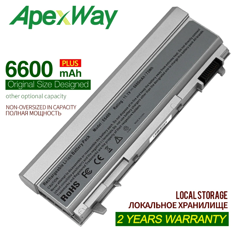 ApexWay 11,1 В 6600 мАч 9 ячеек Батарея для Dell Latitude E6400 E6410 E6500 E6510 M2400 M4400 M4500 M6400 M6500 1M215 C719R W0X4F