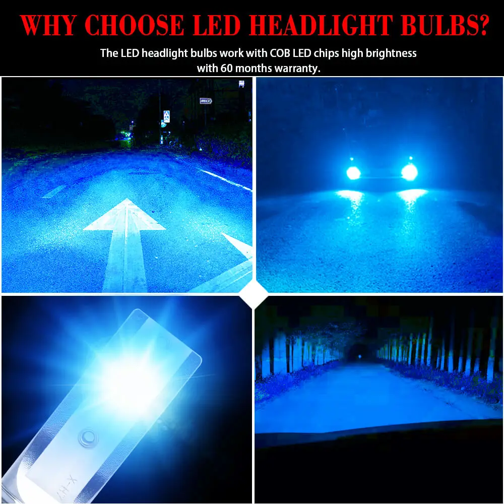 2 шт 8000 К Ice blue H7 светодиодный 9600LM мини автомобильный лампы для передних фар H4 светодиодный H11 H1 9012 комплект фар 9005 HB3 9006 HB4 COB Автомобильные светодиодные лампы