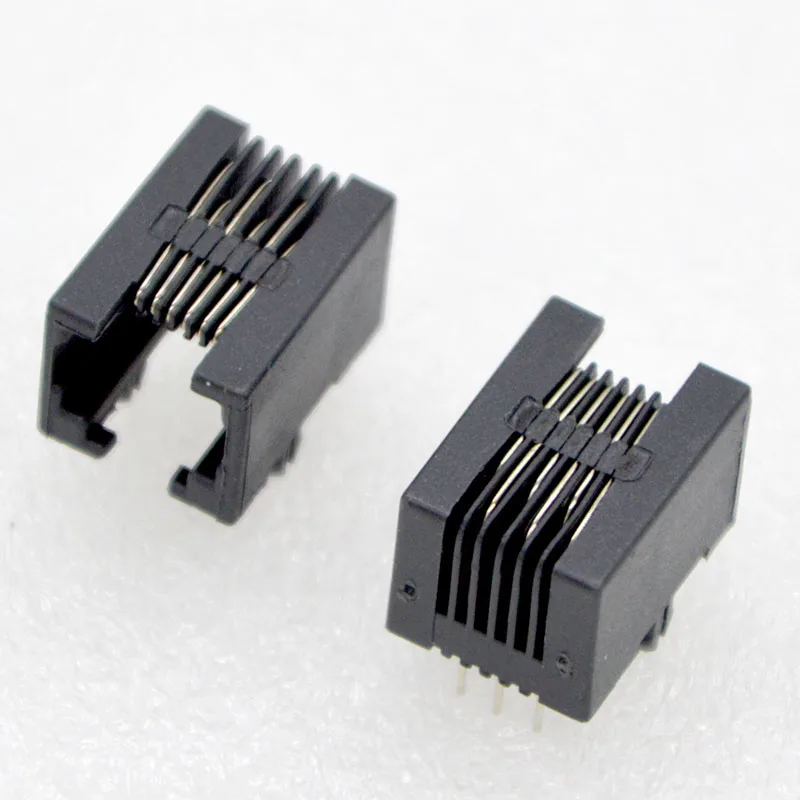 

200pcs New Terminal Connectors RJ11 socket 95001-6P6C Seat RJ12 Phone socket 90 degree 6 core crystal seat Special Wholesale