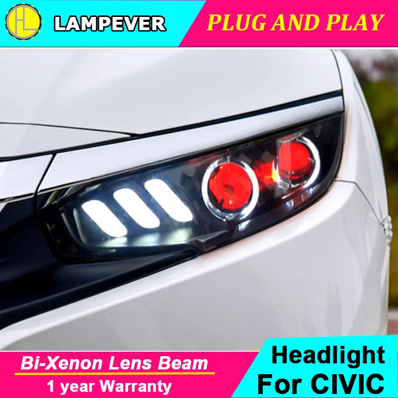 Машина головная лампа в сборе для Honda Civic 10th светодиодный головной светильник светодиодный головной светильник с динамический сигнал поворота