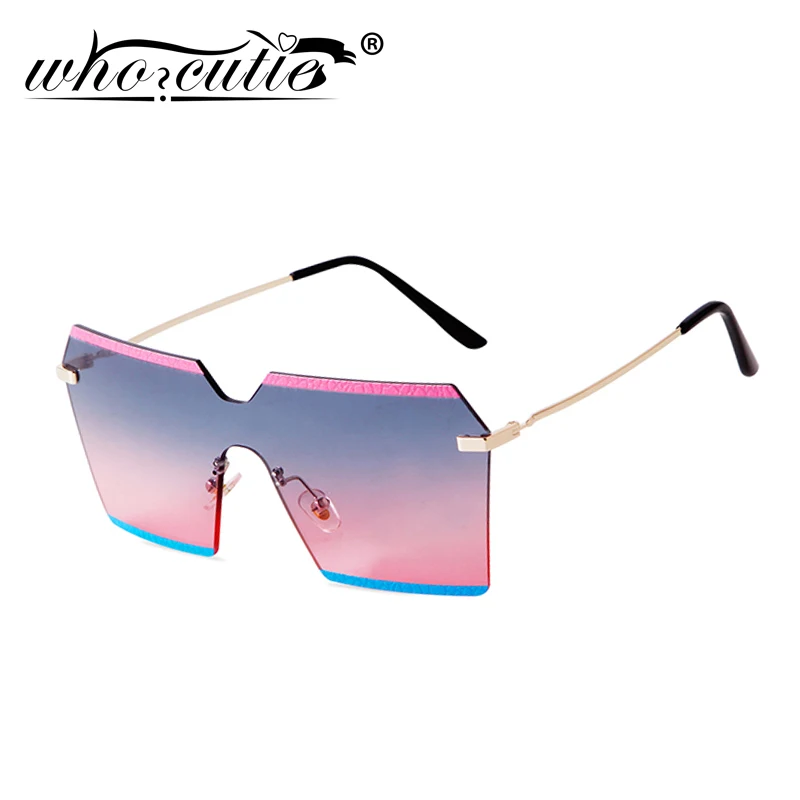 

Oversized Square Rimless Sunglasses Women 2020 Brand Design Frameless Hit Color Big Frame Flat Top Lens Sun Glasses Female S294