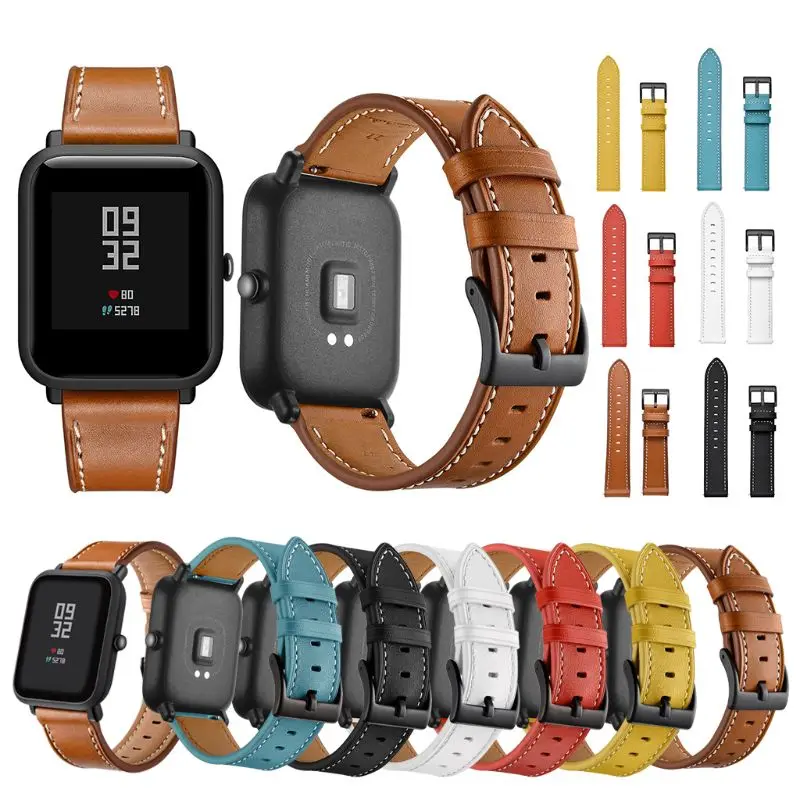 Ремешок для часов из натуральной кожи с металлической пряжкой для HUAMI AMazfit Bip GTS