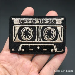 Rock Music Disco DJ Embroidered Punk Iron-On Clothing Patches - Headset & Guitar Design Appliques (WHITE)