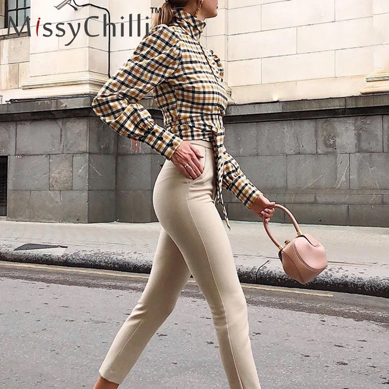 MissyChilli, Женская клетчатая блузка с открытой спиной, рубашка, уличная, с длинным рукавом, Сексуальная рубашка, топ, винтажная, тонкая, осенняя, женская, топы