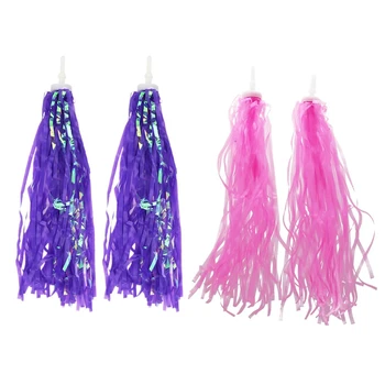 

4 Pcs Bicycle Bike Cycling Tricycle Kids Handlebar Streamers Tassels , 2 Pcs Pink with 2 Pcs Purple