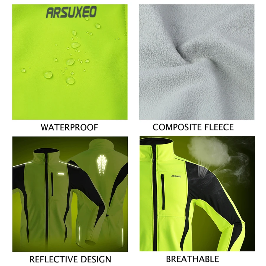 Thermal Mtb Road Cycling Jacket Winter Night Reflective Warm Bicycle Clothing Windproof Waterproof Men Coat Bike Jersey