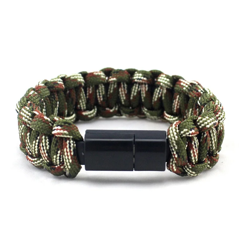 New Hot Outdoor Survival Paracord Nylon Bracelet Wristband Style Paracord USB Cable Bracelet For Android Phone Umbrella Rope