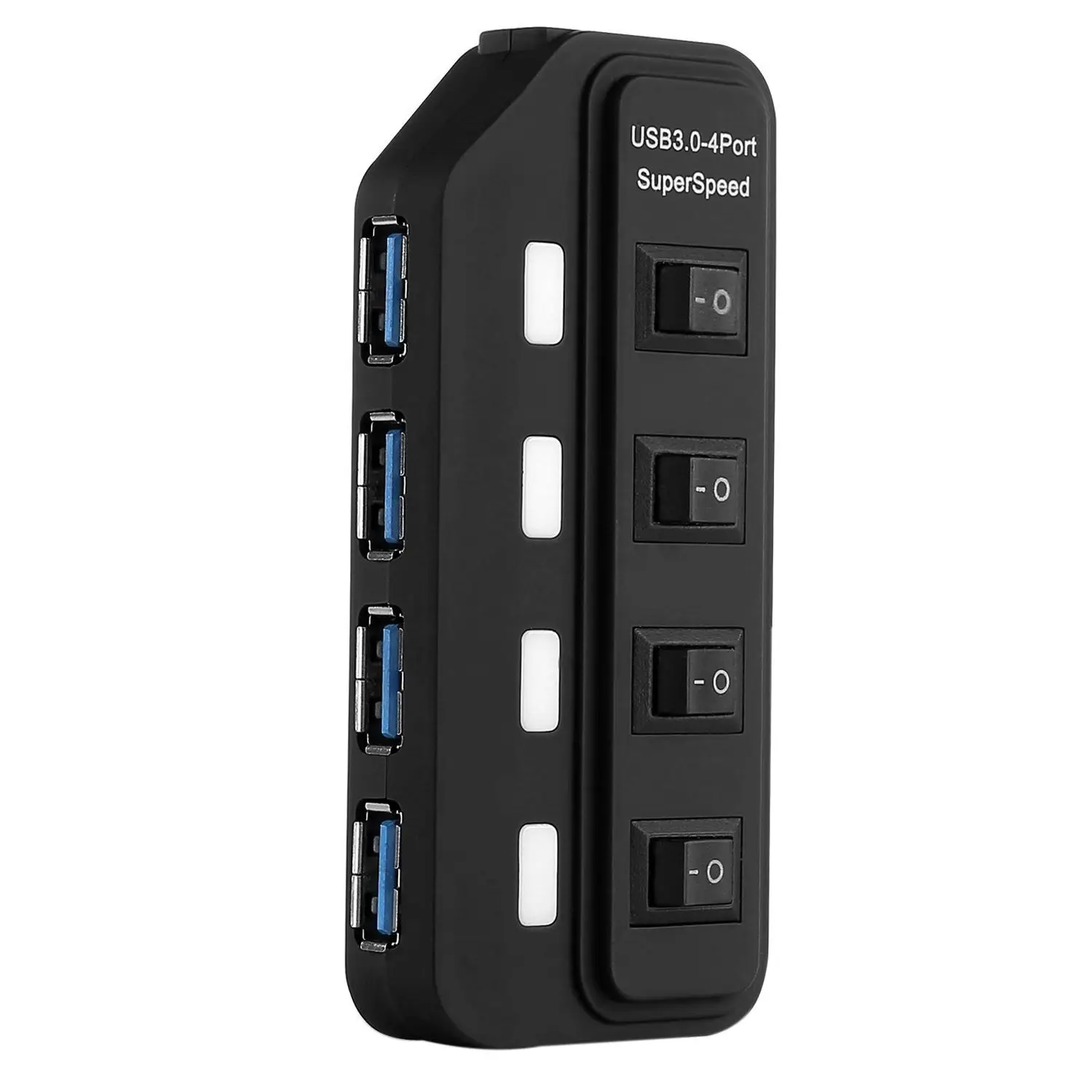 USB 3,0 концентратор, 4-Порты и разъёмы супер Скорость приведенный в действие usb-хаб разветвитель с независимым переключатель светодиодный светильник для ноутбуков, ультрабуков и планшетных ПК
