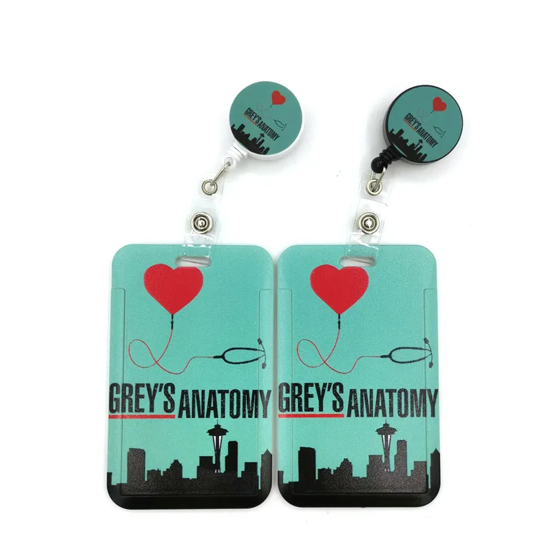 Grey's Anatomy Doctor Cute CreditCover Lanyard Bags Retractable Badge Reel Student Nurse Exhibition Enfermera Name Clips Card purple blue flowers cute credit card cover lanyard bags retractable badge reel student nurse enfermera name clips card id card