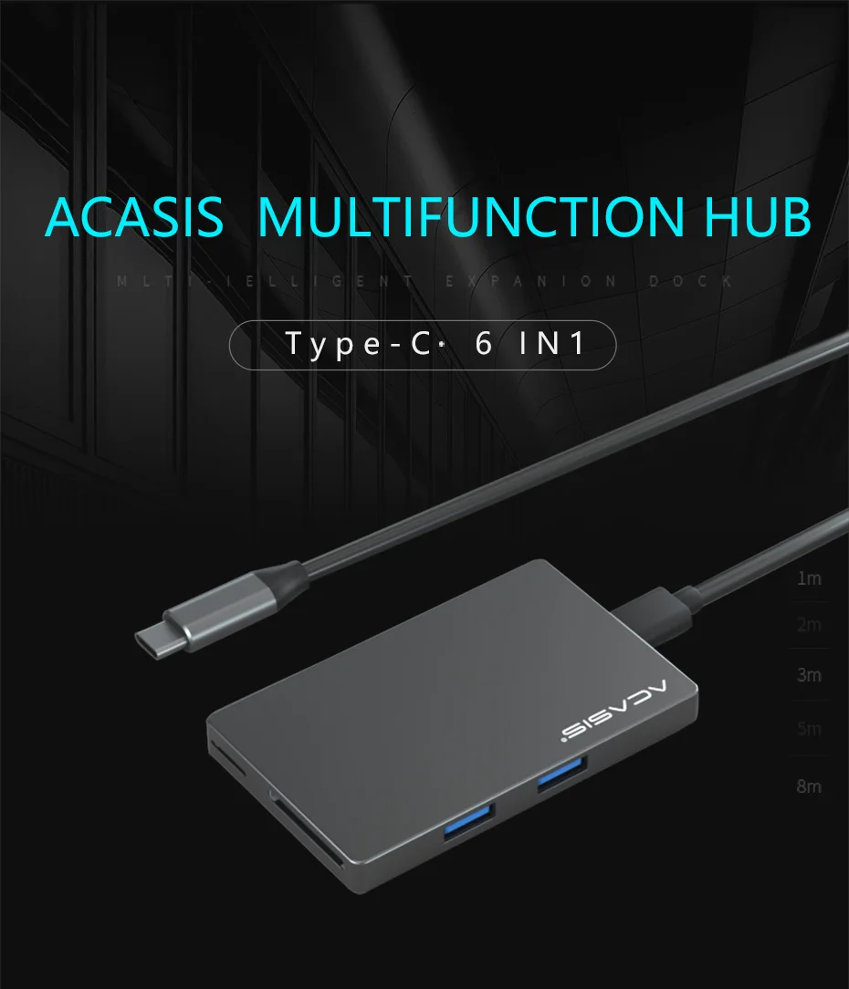Thunderbolt 3 док-станция usb type C к HDMI концентратор адаптер для MacBook Pro Air TF SD кардер ридер OTG адаптер док-станция type C концентратор