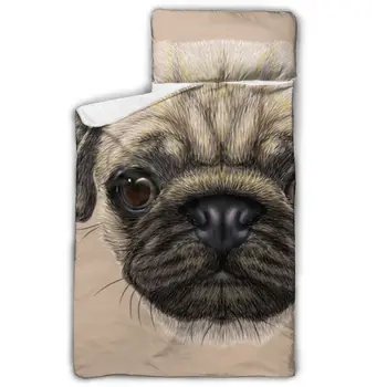 

Black Pug Nap Mat with blanket and Pillow for Toddler Baby Girls Portable Rolled Travel Blanket