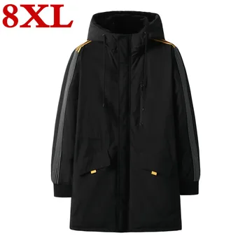 

new plus size 8XL 7XL 6XL Winter Cotton-padded parkas Clothes Long Increase Enlarge Loose Coat The Fat Jacket Overcoat