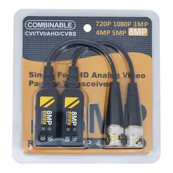 Balun – émetteur récepteur vidéo CCTV BNC 4K, 1 paire, transmetteur à paire torsadée 8MP passif pour caméras AHD/CVI/TVI 