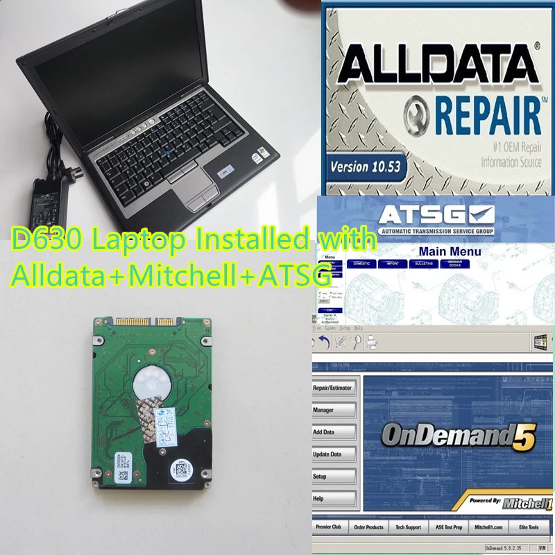 Alldata автоматическое программное обеспечение для ремонта mitchell v10.53 все данные и mitchell OnDemand+ atsg 3в1 hdd в D630 ноутбук готов к использованию