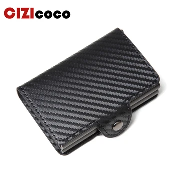 

Cizicoco High Quality PU Leather Card Wallet RFID Blocking Double Metal Box Card Holder Men Bank ID Card Protector Dropshipping