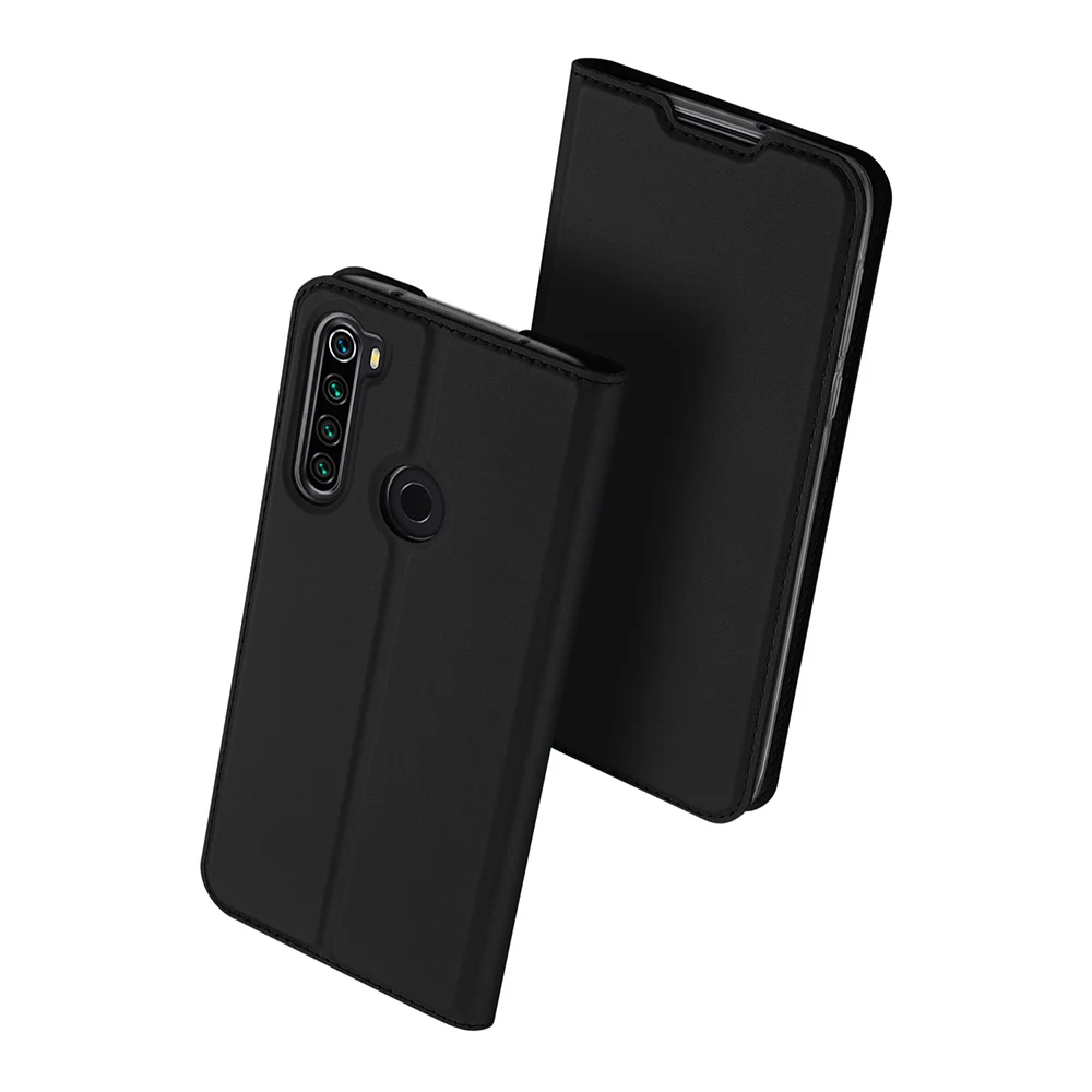 Чехол-книжка для Xiaomi mi Red mi Note 8T с отделением для карт и подставкой из искусственной кожи TPU Мягкий защитный чехол-бампер для мобильного телефона - Цвет: Черный