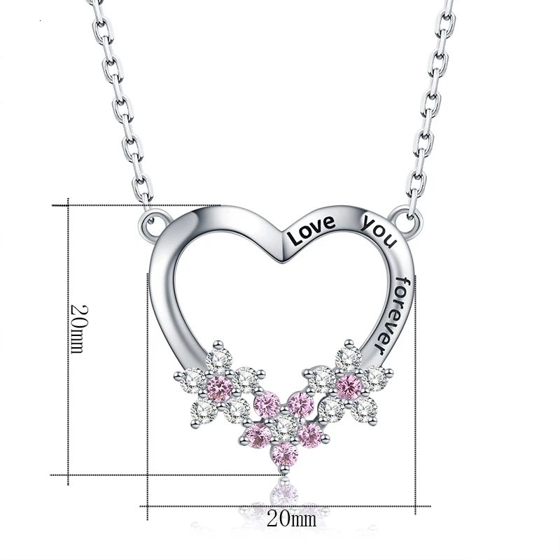 Новая мода i love you, милое ожерелье в виде сердца, подарок любви для женщин, цветок, серебро 925 пробы, цепочка, ожерелье, ювелирное изделие