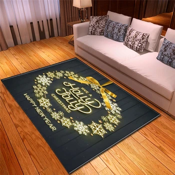 

3D Soft Flannel Thin Mat Bright Non-slip Coating Odorless Large Washable Rectangle Foam Carpet Christmas Living Room Decorations