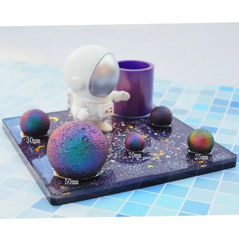 DIY эпоксидная смола Ювелирная планета, шар силиконовые формы 3D круглая луна поверхность Декор аксессуары полимерная форма сушеная Цветочная композиция инструмент