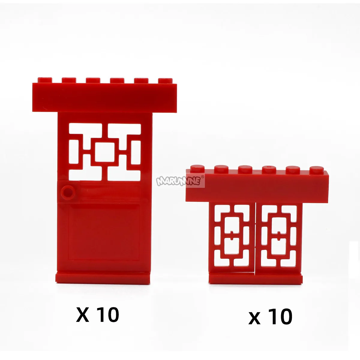 MARUMINE дверь 1x4x6 окно и рама 4*3 строительные блоки городская часть классические кирпичи образовательное Строительство игрушки - Цвет: Красный