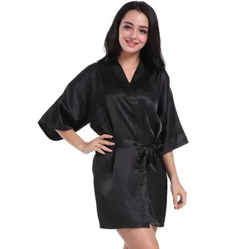 

2020 Summer Satin Robe Female Woman Bathrobe Silk Robe Women Short Sleepwear Sexy Nightgown Satin Pyjamas For Women
