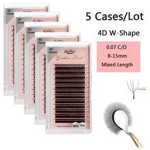 

4D-W Shape Eyelash Extensions 3/4D Premade Volume Fans W Style Lashes Natural Soft Volume False Eyelash 5 Cases/Lot