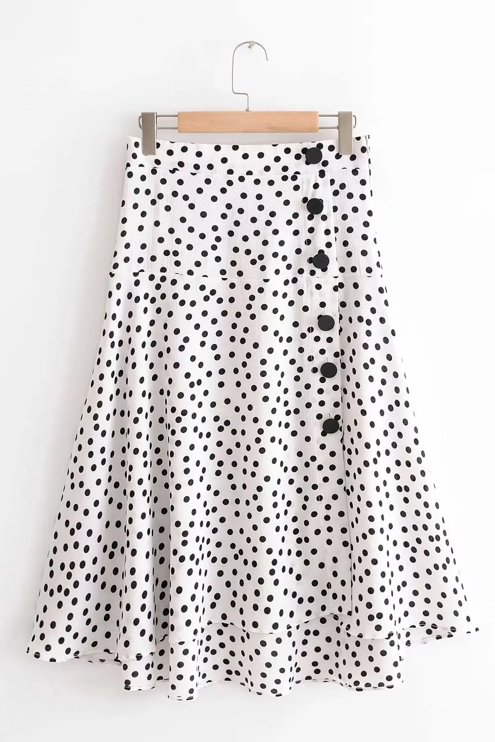 

2018 Spring And Summer Europe And America Women's Dress Button Decoration Polka Dot Skirt A- line Skirt 9882