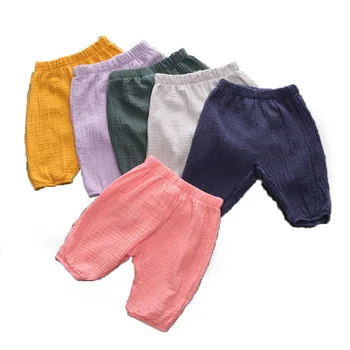 

Toddler Infant Baby Girls Boy Pants Cotton Linen Wrinkled Vintage Bloomers children Trousers Solid Mosquito Pants 9M-24M