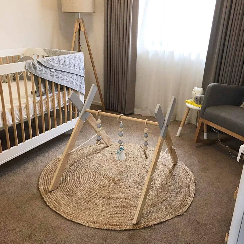 

Nordic Style Baby Gym Play Nursery Sensory Ring-pull Toy Wooden Frame Infant Room Toddler Clothes Rack Gift Kids Room Decor