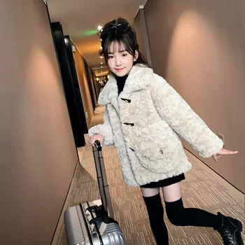 

Girls Lamb's Wool Coat 3-13 Years Old Winter Fur Coat Children's Plus Velvet Thick Coat Autumn Winter Warm Fashion Kids Clothes