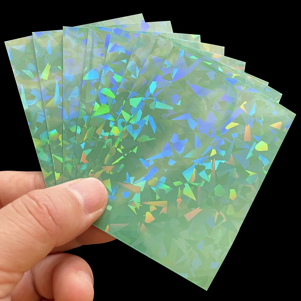 Playing Card Cover 100PCS Broken Gemstone Glass Laser Flash Card Film Holographic Idol Photo Cards Sleeves MTG Protector