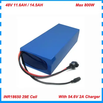 

500W 48V 11.6AH Electric bike battery 750W 48 V 14.5AH scooter lithium bateria pack use INR18650 29E cell with 2A Charger