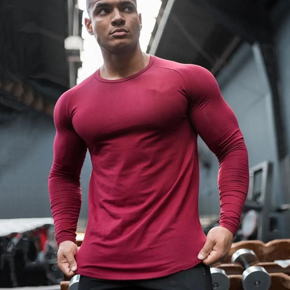 Solid Sport Shirt Men Cotton Long 