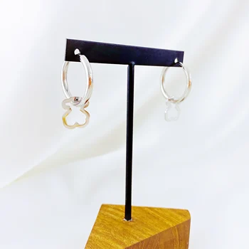 

Hollow Bear Stainless Steel Thick Earrings Color Simple Bear Earrings Multiple Bear